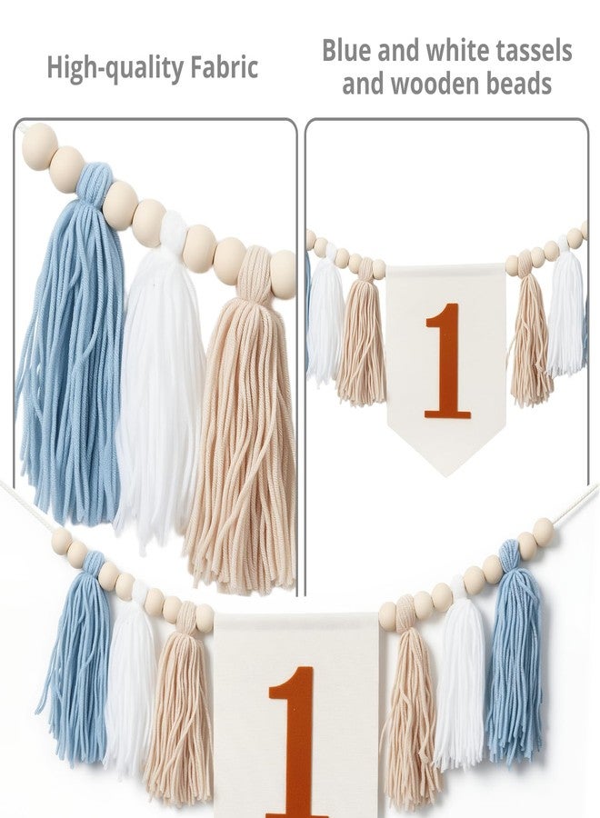 Tanice High Chair Banner for First Birthday Boy/Girl, Pre-Assembled Number One Banner with Tassels for Highchair, 1st Birthday Party Decorations - Image 3